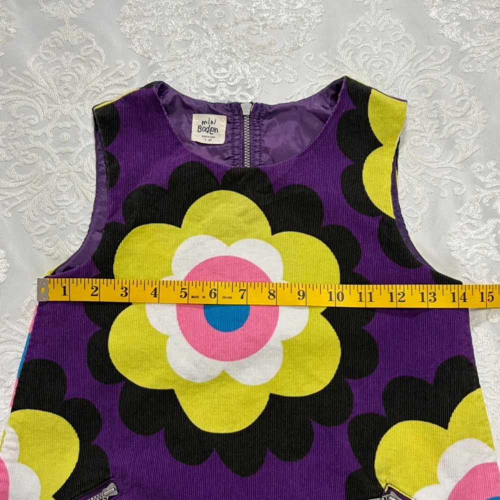 Mini Boden Retro Corduroy Sleeveless Dress 70s Style Size 7-8 Years